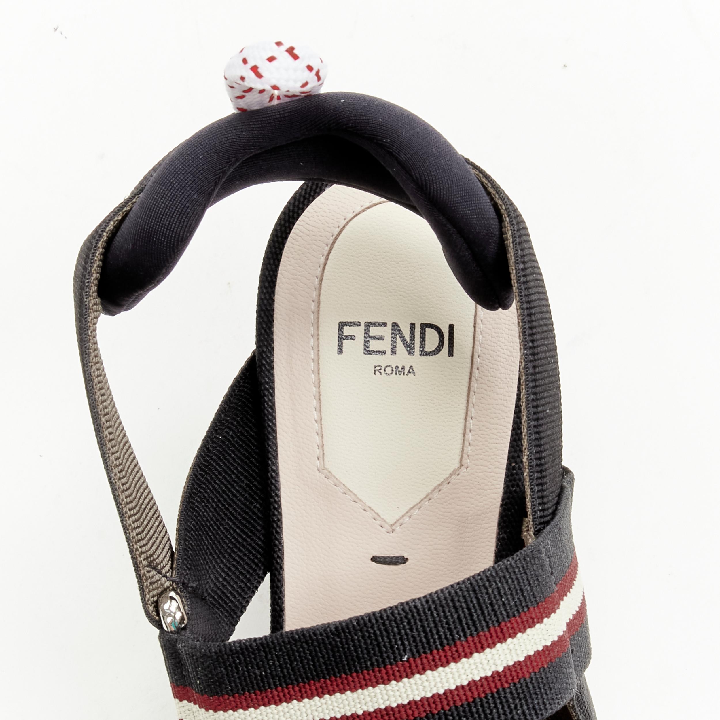 FENDI Colibri Runway FF Zucca mesh nylon strap silver mid heel pump EU36.5 2