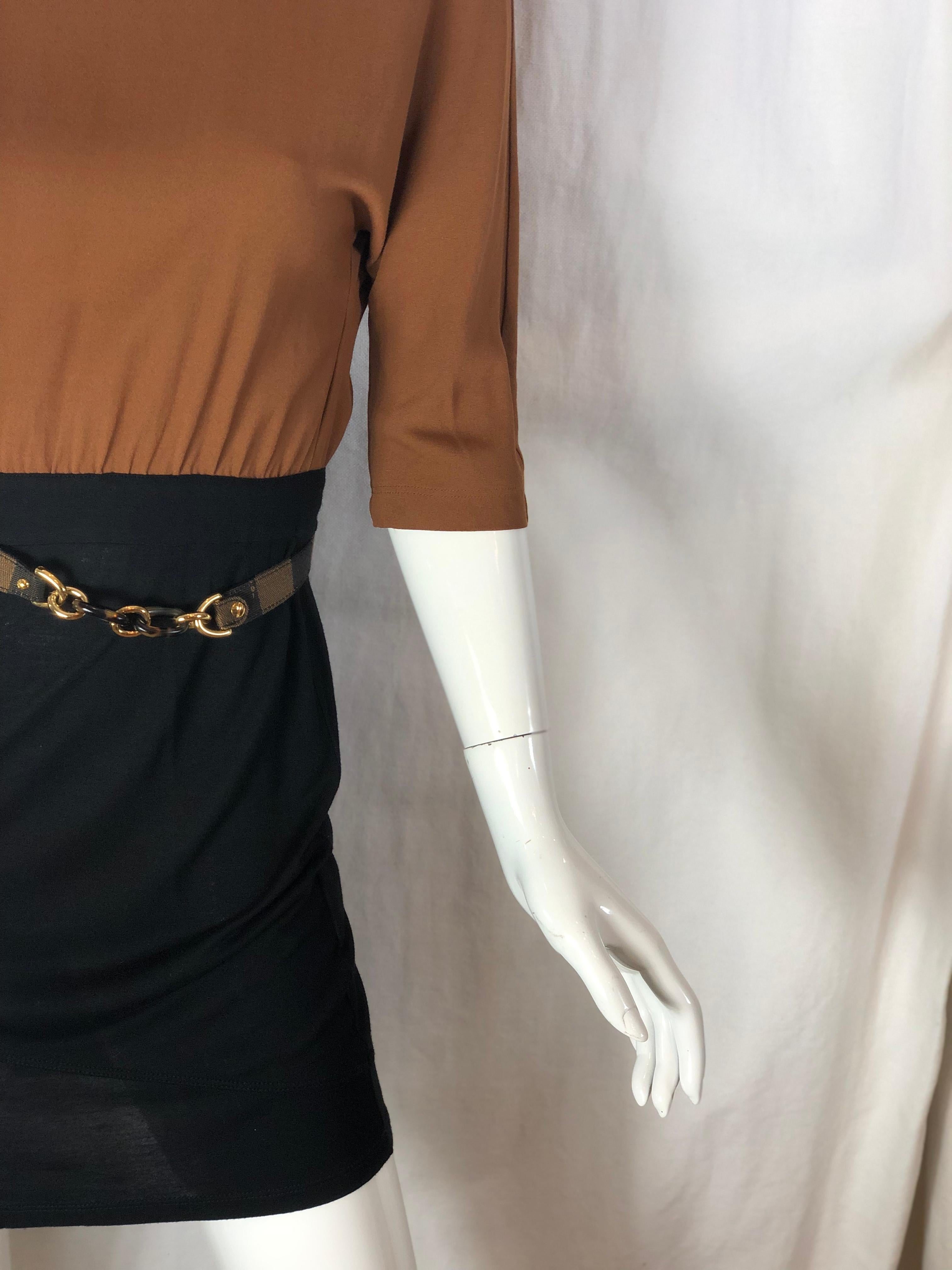 Fendi Color-block Dress w/ Belt In Good Condition In Bridgehampton, NY