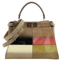 Fendi Color Block Peekaboo Bag Patent and Suede Regular