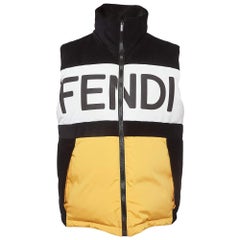 Fendi Colorblocked Corduroy and Nylon Puffer Vest L