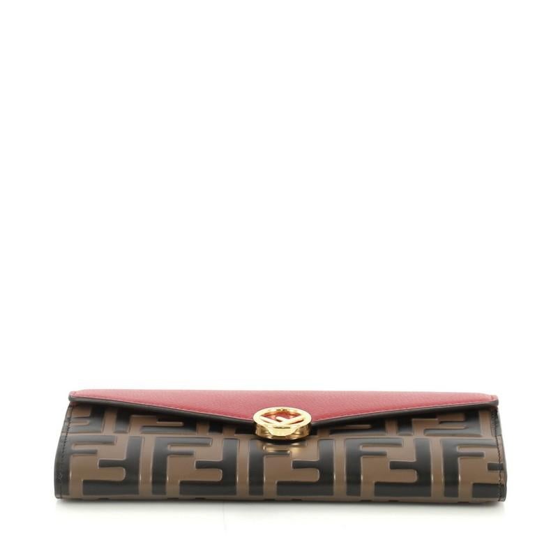 Women's or Men's Fendi Continental Envelope Wallet Leather and Logo Embossed Leather