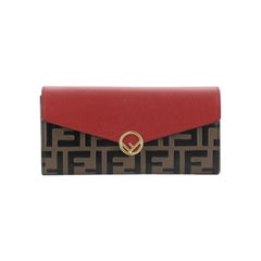 Fendi Continental Envelope Wallet Leather With Zucca Embossed Detail 