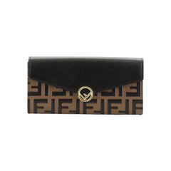 Fendi Continental Envelope Wallet Leather With Zucca Embossed Detail 