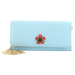 Fendi Continental Wallet on Chain Flower Studded Leather