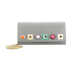 Fendi Continental Wallet on Chain Studded Leather