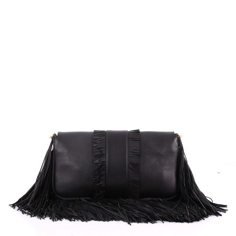 Women's or Men's Fendi Convertible Baguette Bag Fringe Leather Medium