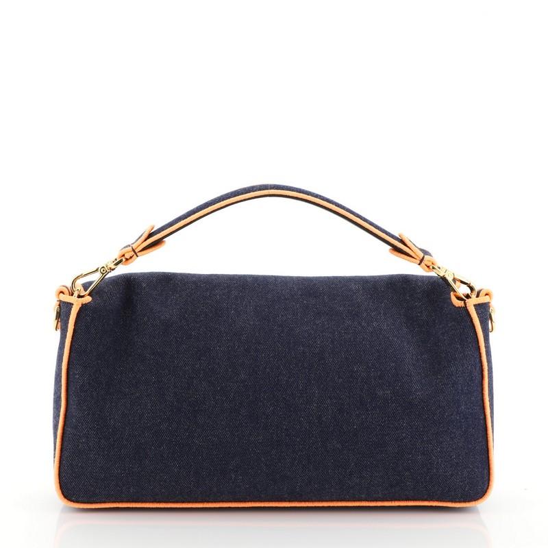 Black Fendi Convertible Baguette Crossbody Denim