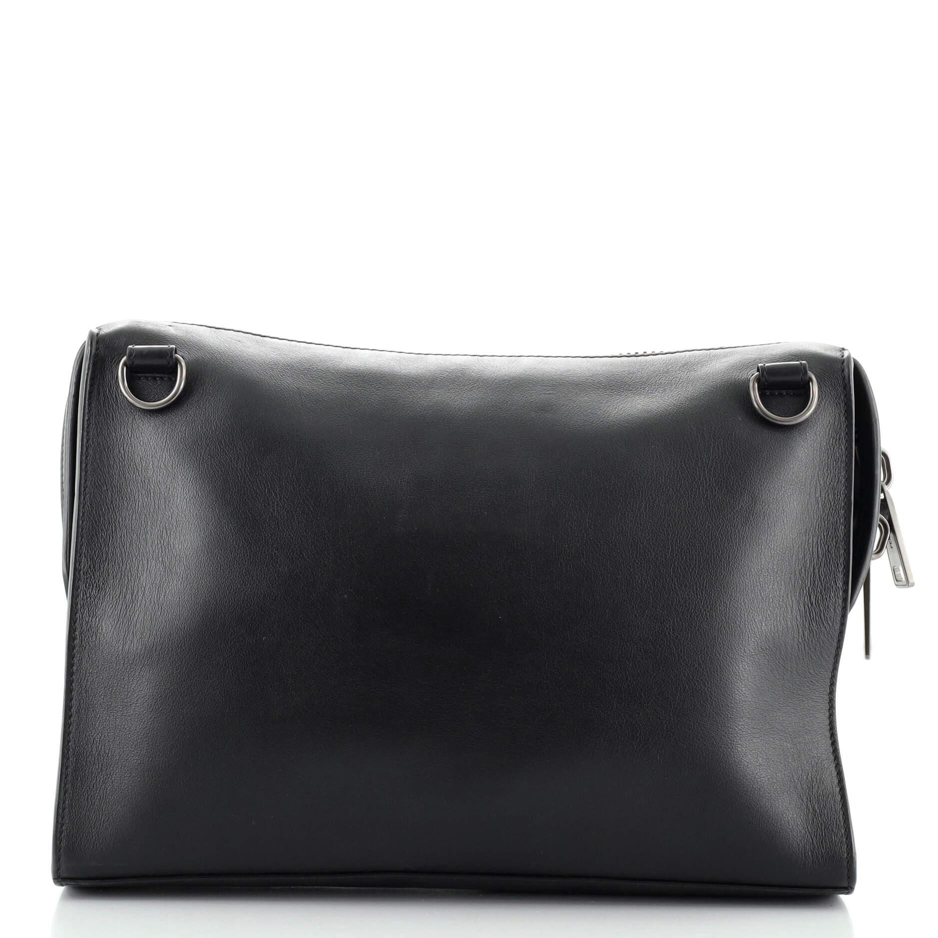 Black Fendi Convertible Document Holder Leather Medium