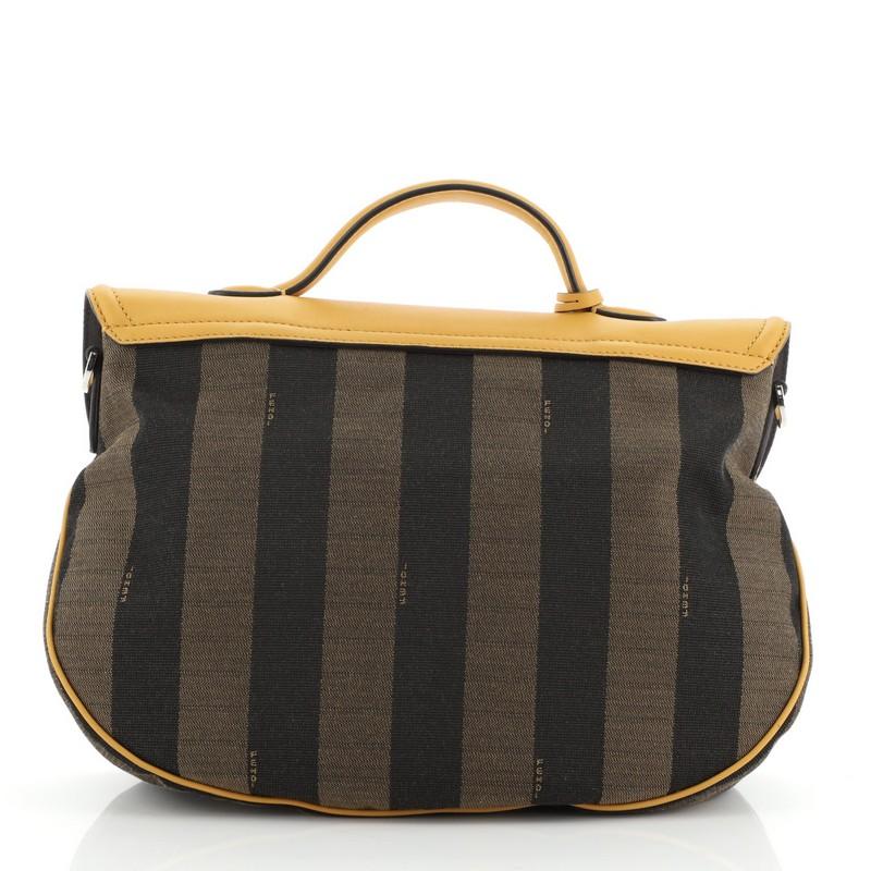 Brown Fendi Convertible Messenger Bag Pequin Striped Canvas and Leather