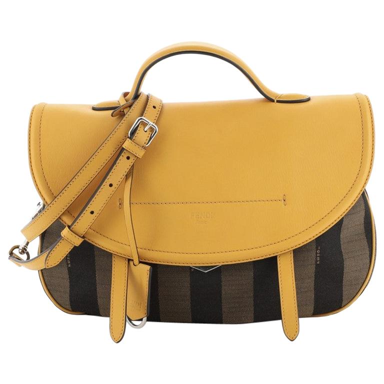 Fendi Convertible Messenger Bag Pequin Striped Canvas and Leather