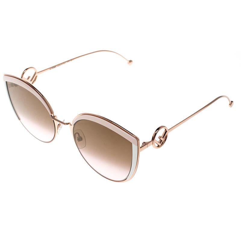 Beige Fendi Copper/ Brown Pink Gradient FF0290/S Oversize Cat Eye Sunglasses