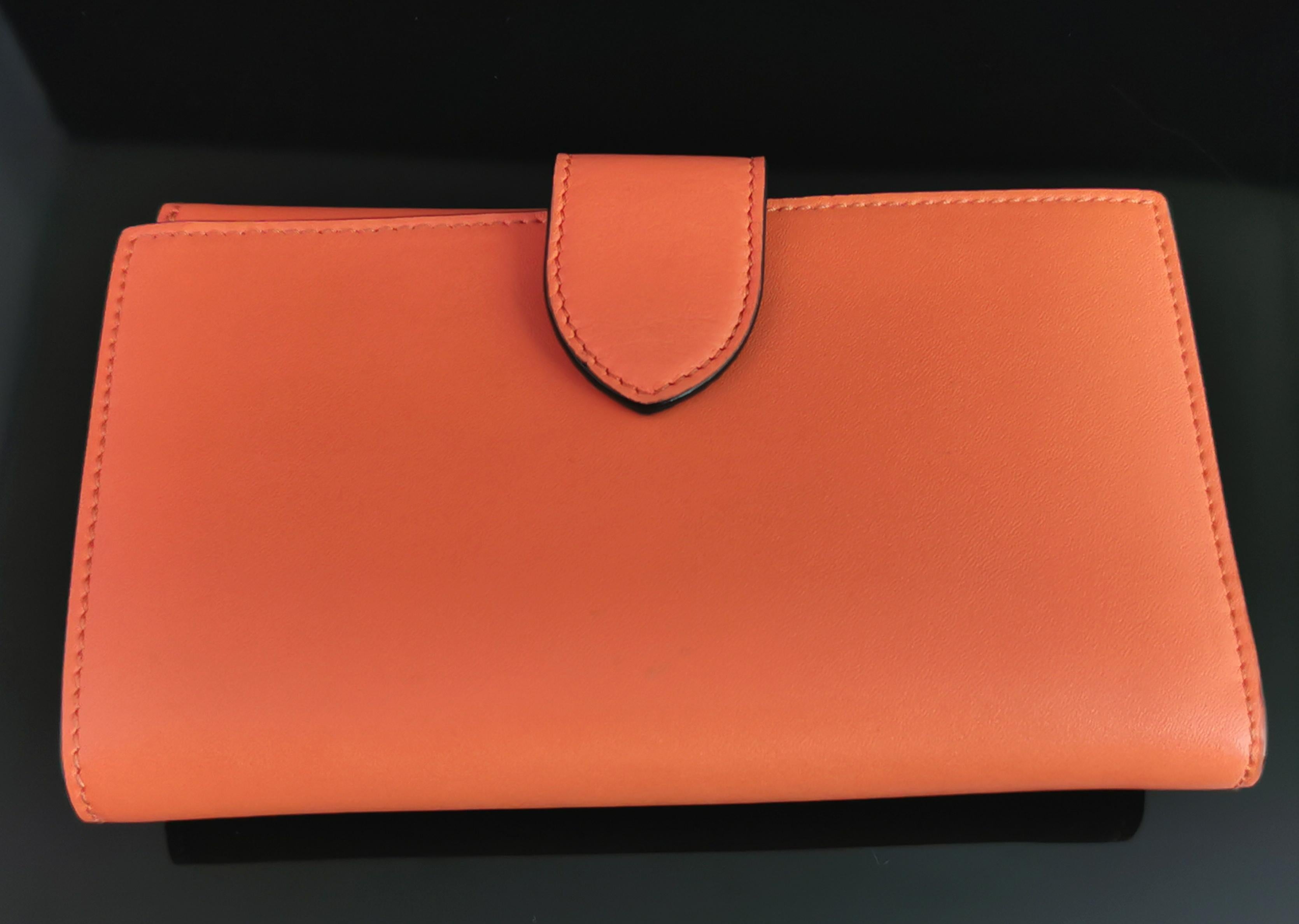 Fendi coral leather clutch purse, bi fold wallet, boxed  For Sale 2