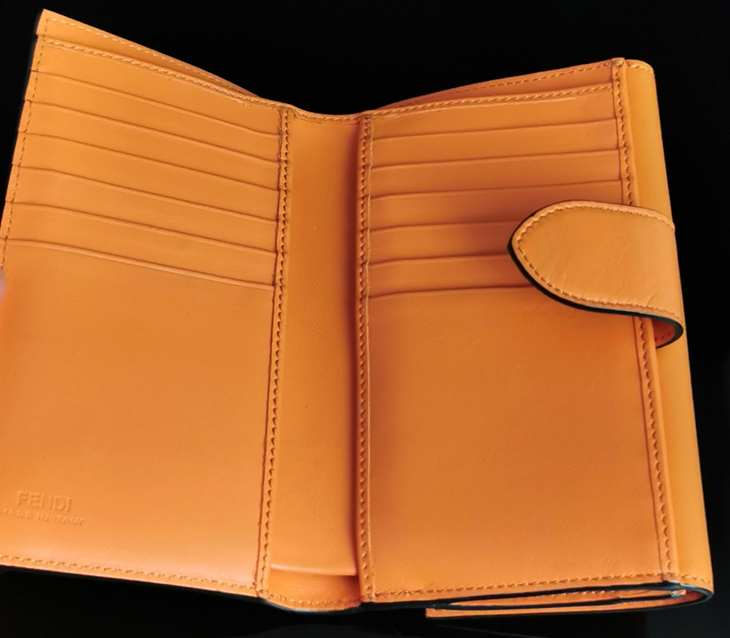 Fendi coral leather clutch purse, bi fold wallet, boxed  For Sale 5