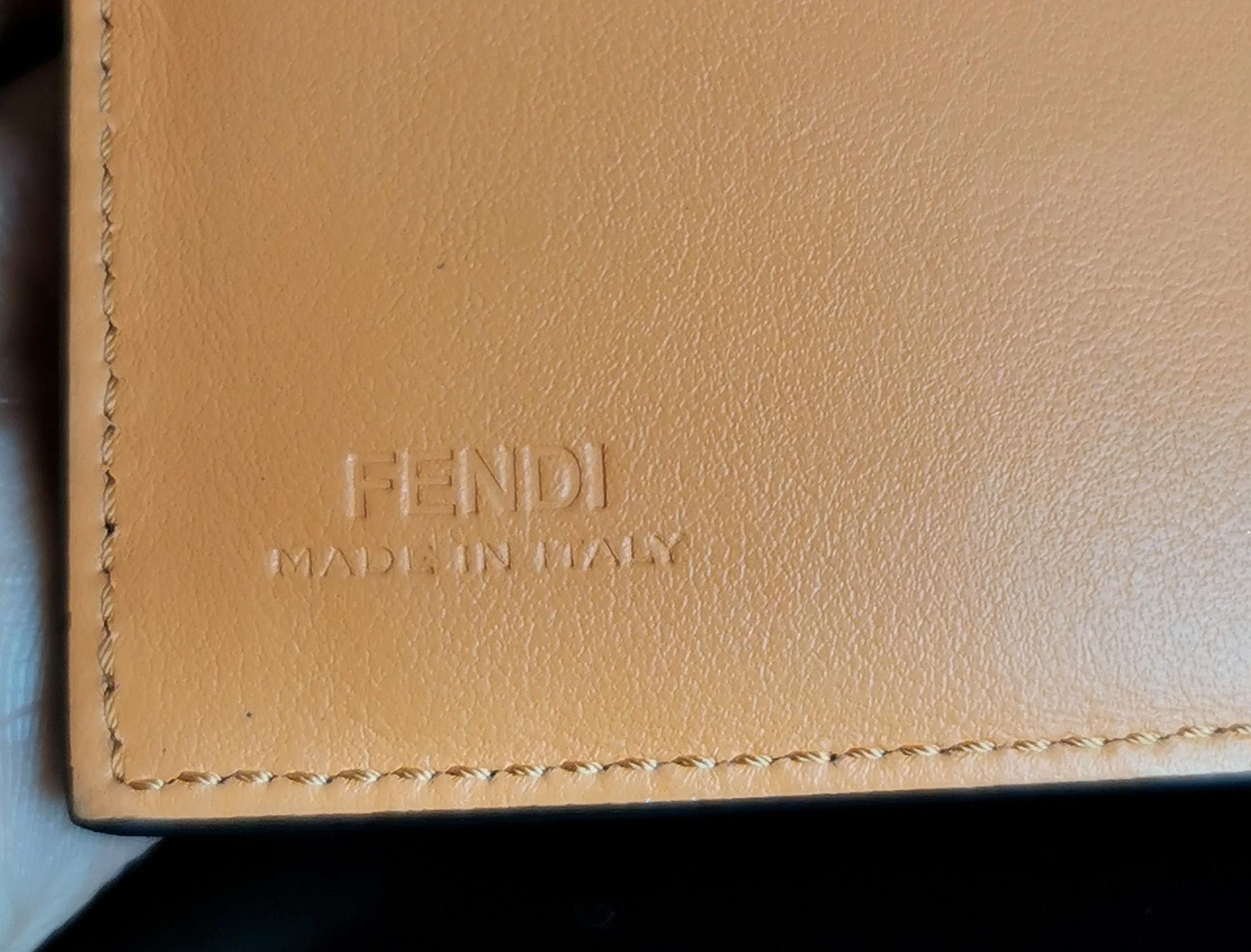 Fendi coral leather clutch purse, bi fold wallet, boxed  For Sale 6