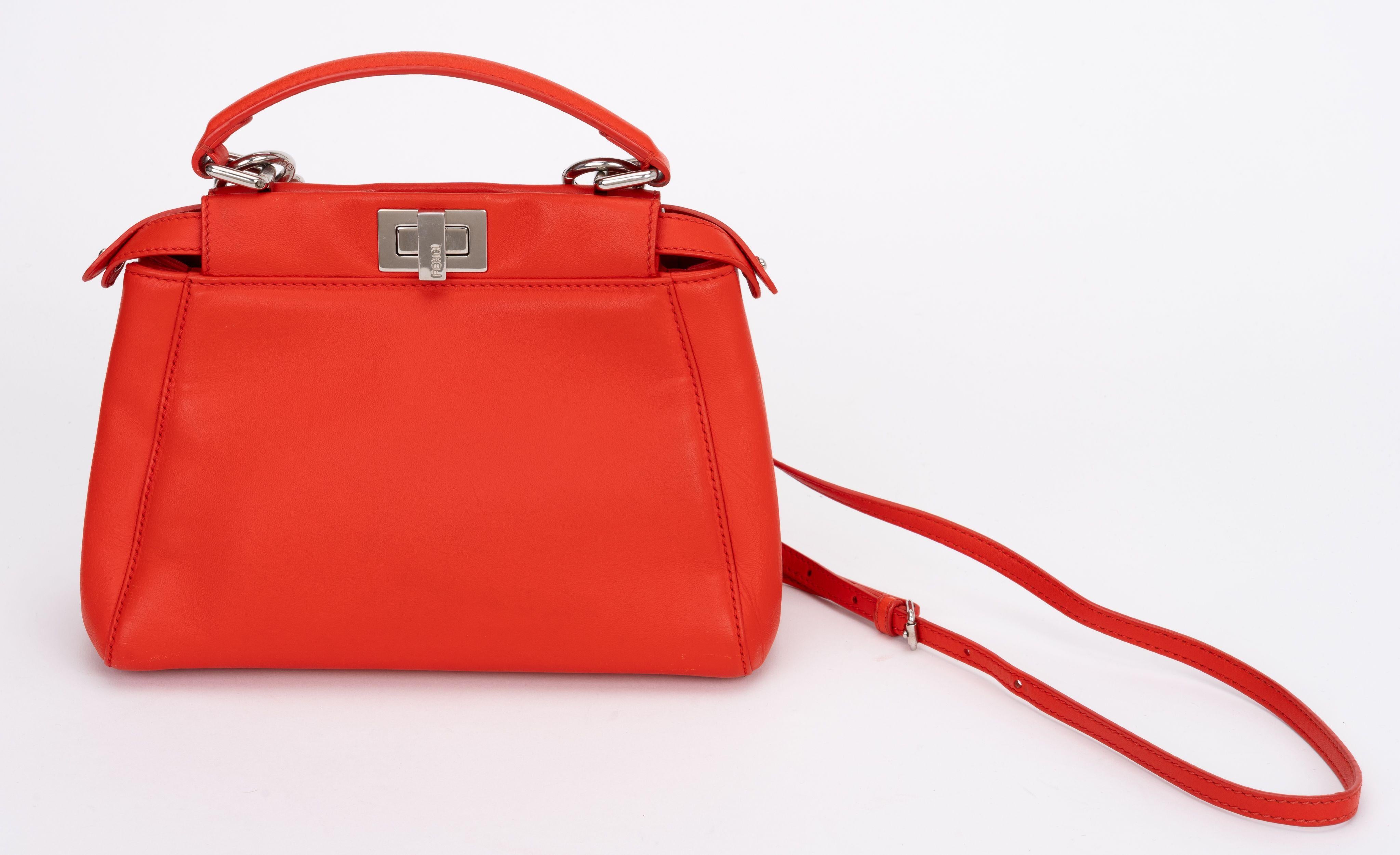 Fendi Coral Mini Peekaboo Cross Body In Excellent Condition For Sale In West Hollywood, CA
