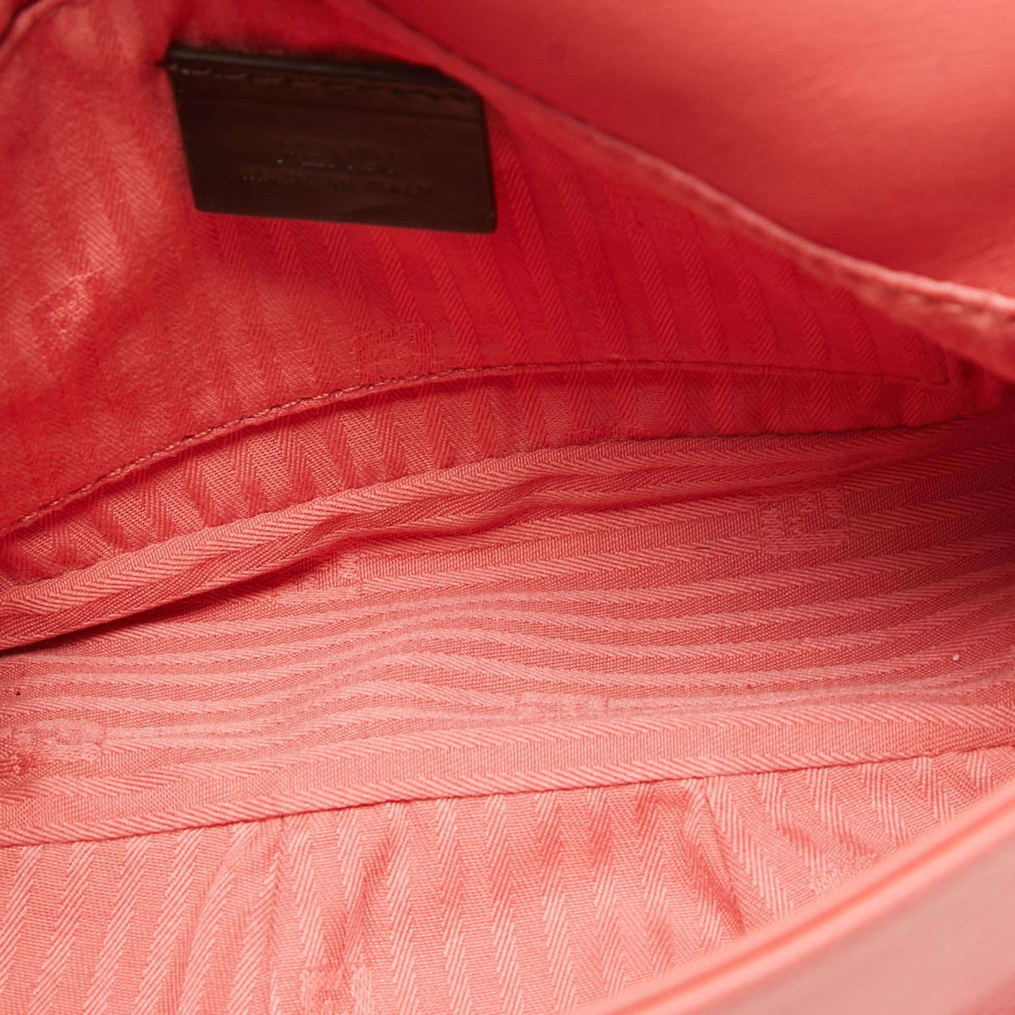 Fendi Coral Pink Leather Fendista Chain Bag 6