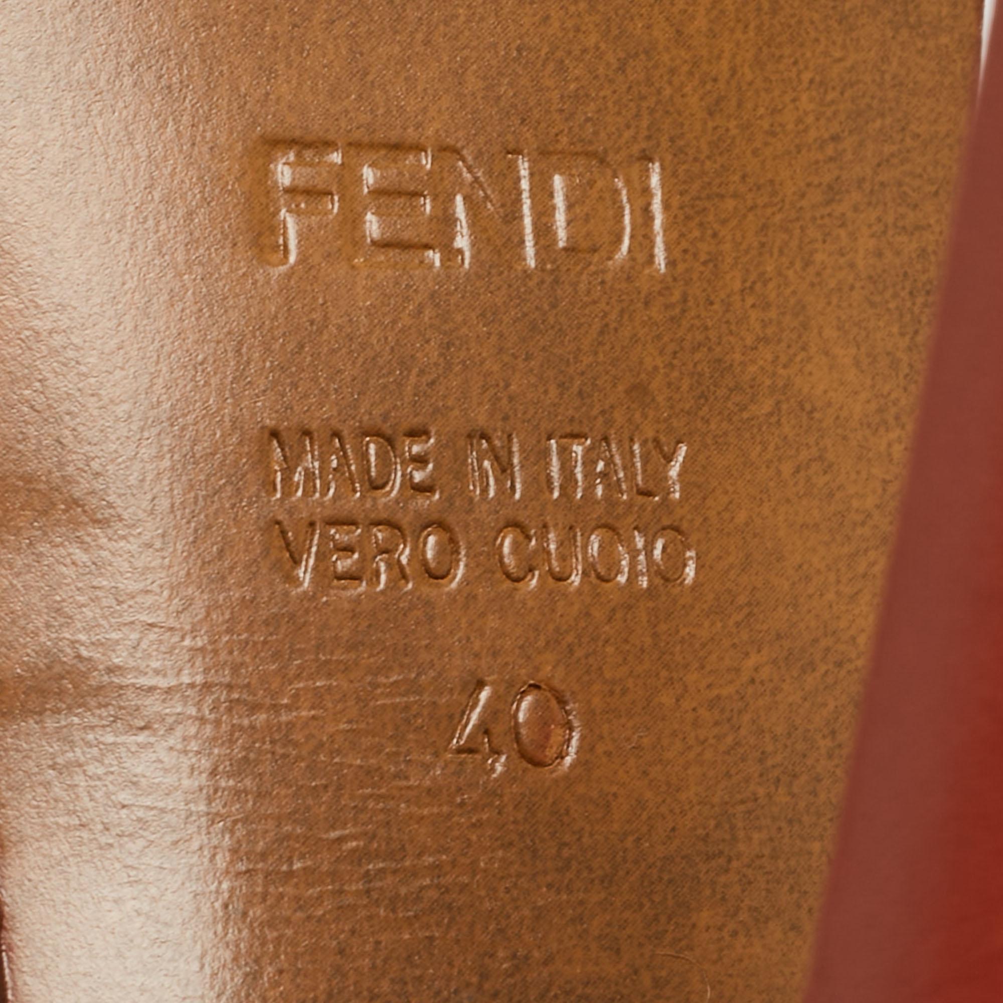 Fendi Coral Pink Leather Fendista Peep Toe Platform Pumps Size 40 For Sale 2