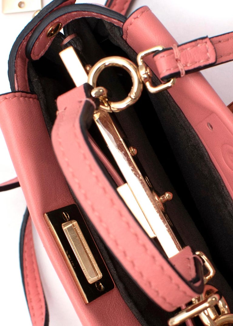 Fendi Coral-Pink Leather Mini Pocket Peekaboo Bag For Sale 11