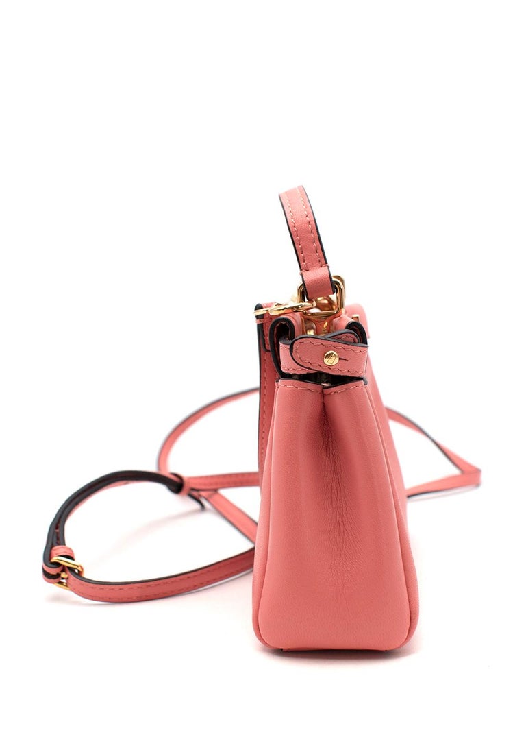 Women's Fendi Coral-Pink Leather Mini Pocket Peekaboo Bag For Sale