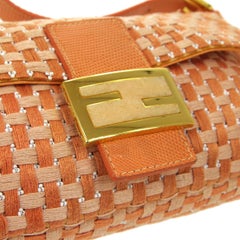Fendi Coral Woven Lizard Exotic Bead Top Handle Shoulder Pochette Flap Bag