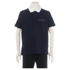 Fendi Cotton Polo Shirt Navy x White