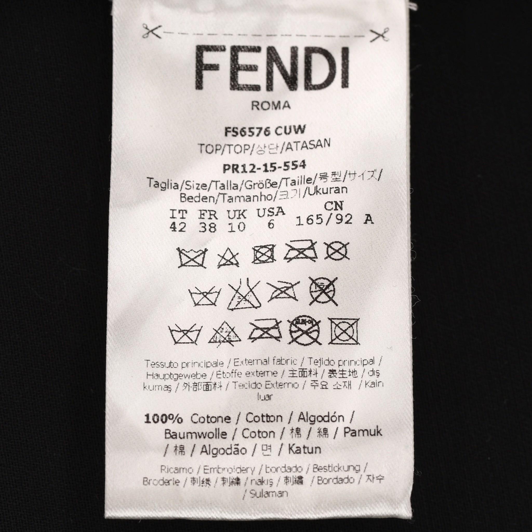 Top in cotone Fendi con dettaglio occhi a pompon in vendita 2