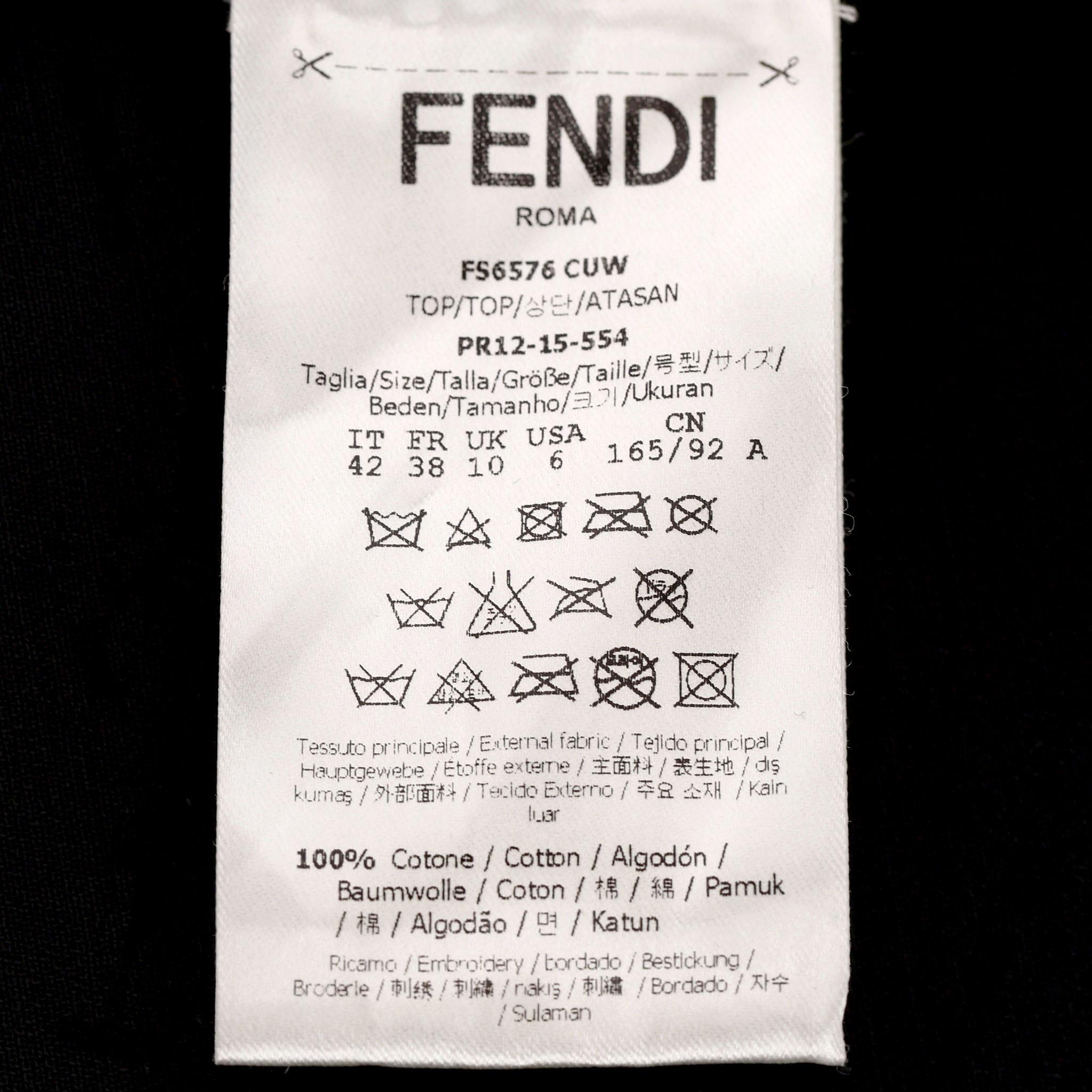 Top in cotone Fendi con dettaglio occhi a pompon in vendita 4