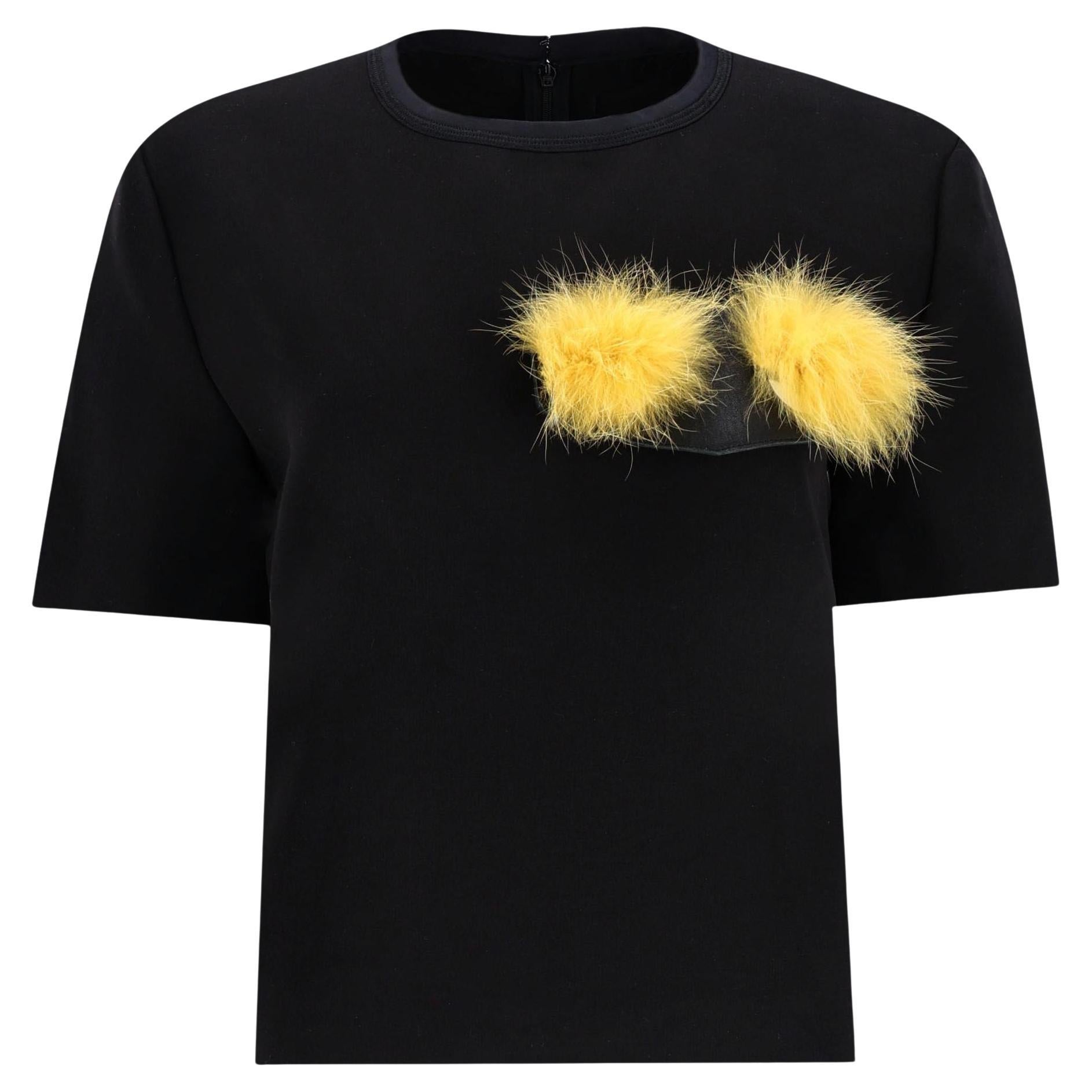 Top in cotone Fendi con dettaglio occhi a pompon