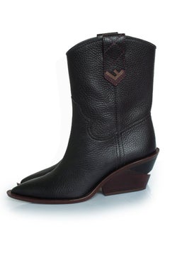 Fendi, Cowboy leather ankle boots in black