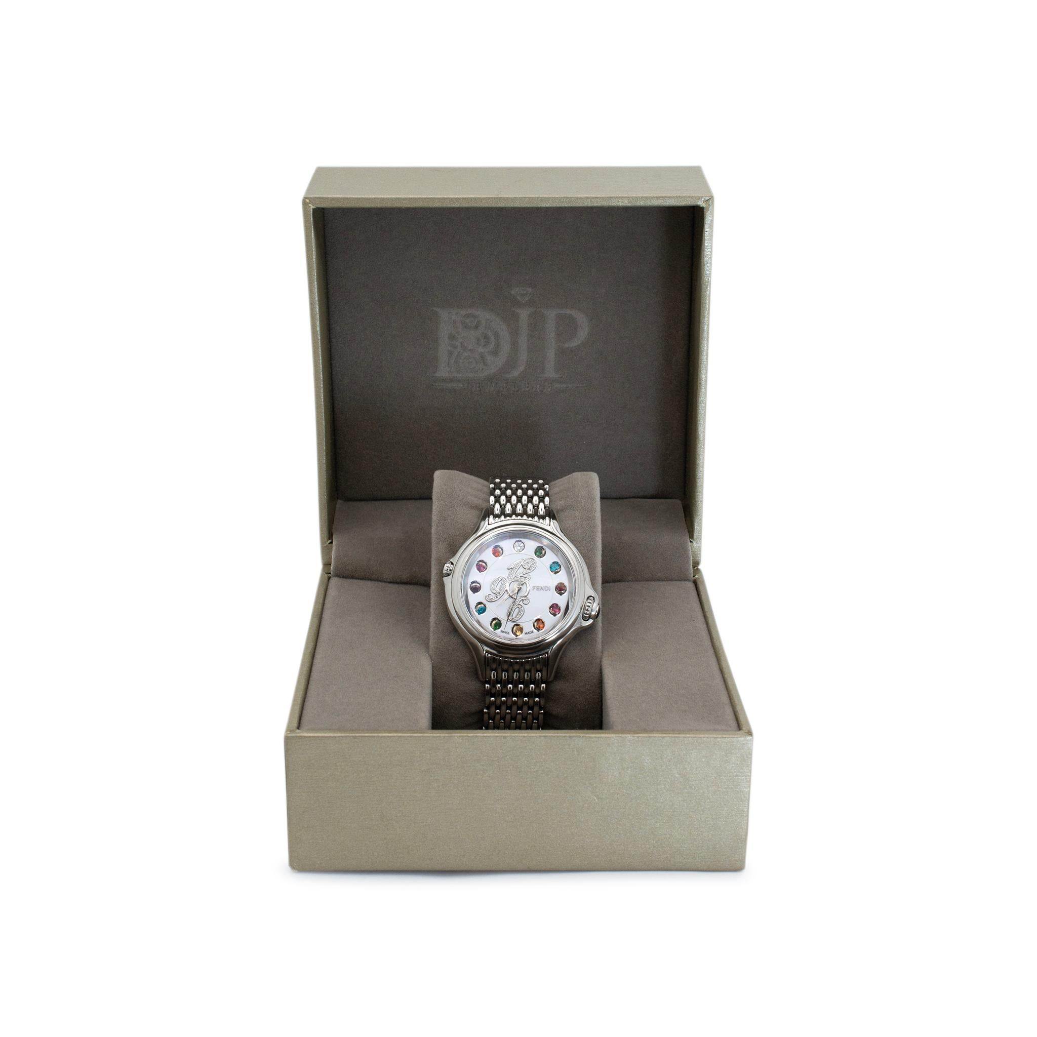 Women's Fendi Crazy Carats F107024000T05 38MM Diamond Rotating Gem Stainless Steel Watch