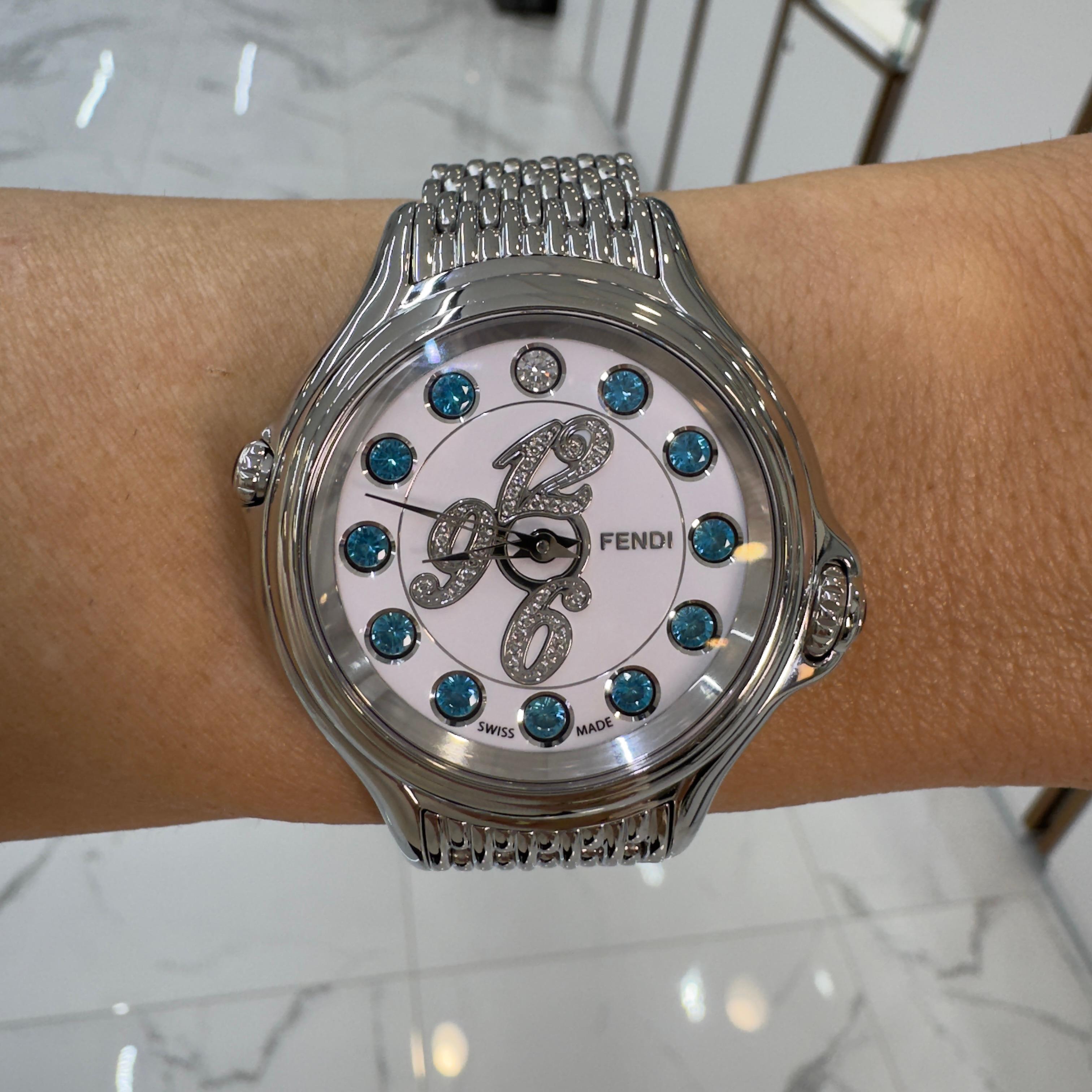 Fendi Crazy Carats F107024000T05 38MM Diamond Rotating Gem Stainless Steel Watch 1