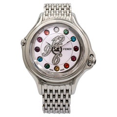 Used Fendi Crazy Carats F107024000T05 38MM Diamond Rotating Gem Stainless Steel Watch