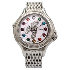 Fendi Crazy Carats F107024000T05 38MM Montre rotative en acier inoxydable avec diamants