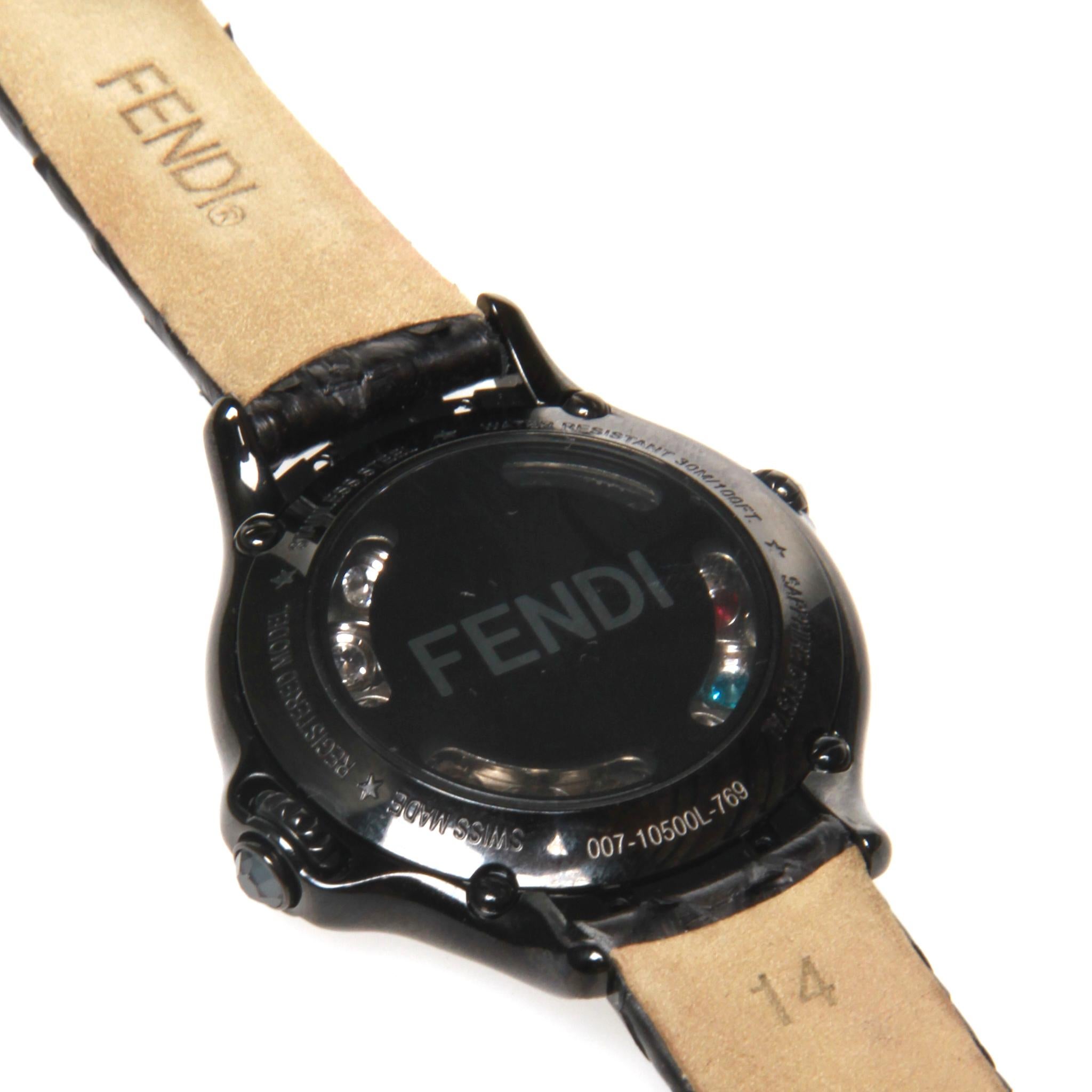 Contemporary Fendi Crazy Karats Diamond and Topaz Watch - python band. For Sale