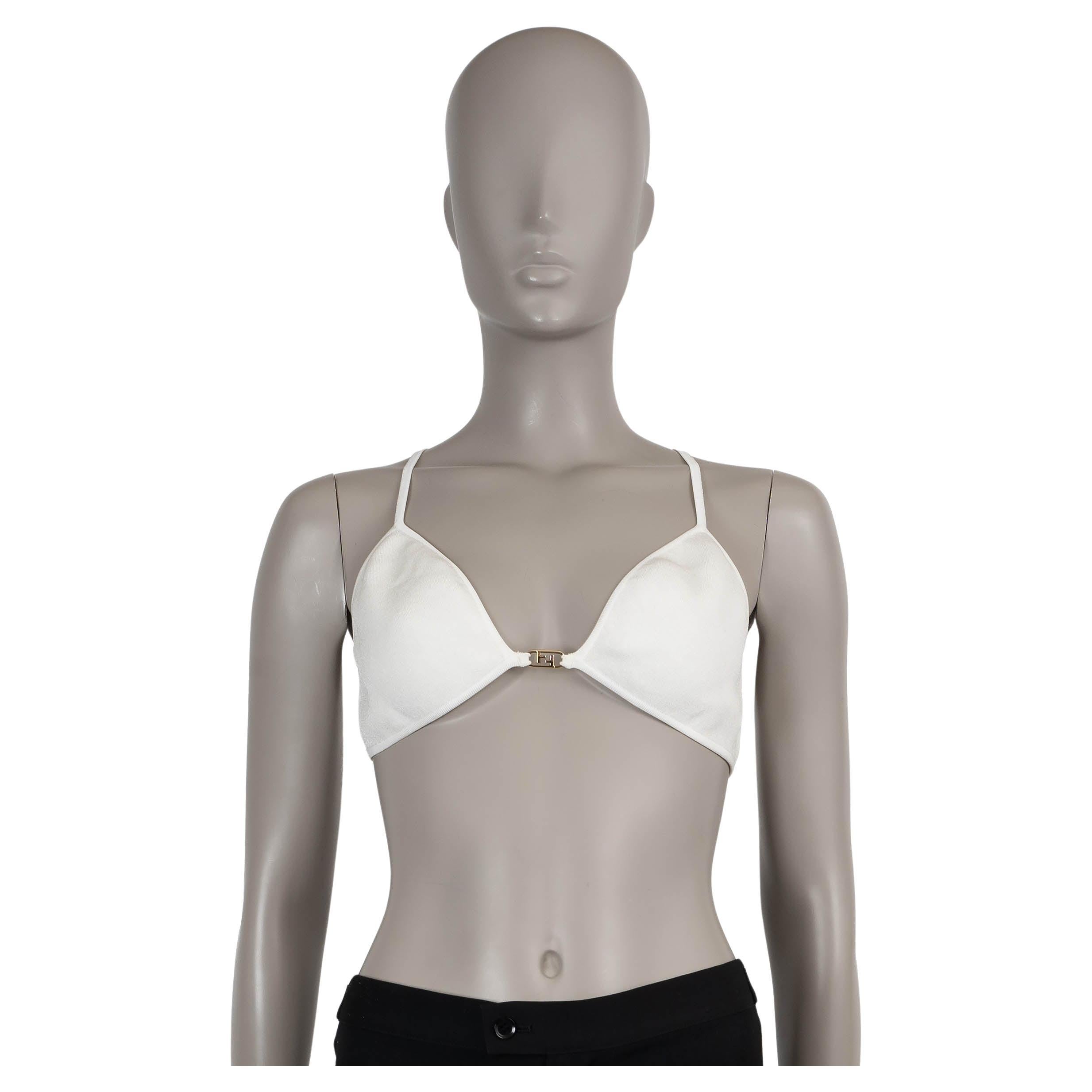 Fendi crema BRUSH LOGO CRISSCROSS BRALETTE TOP Camicia M.