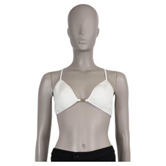FENDI cream BRUSH LOGO CRISSCROSS BRALETTE TOP Shirt M