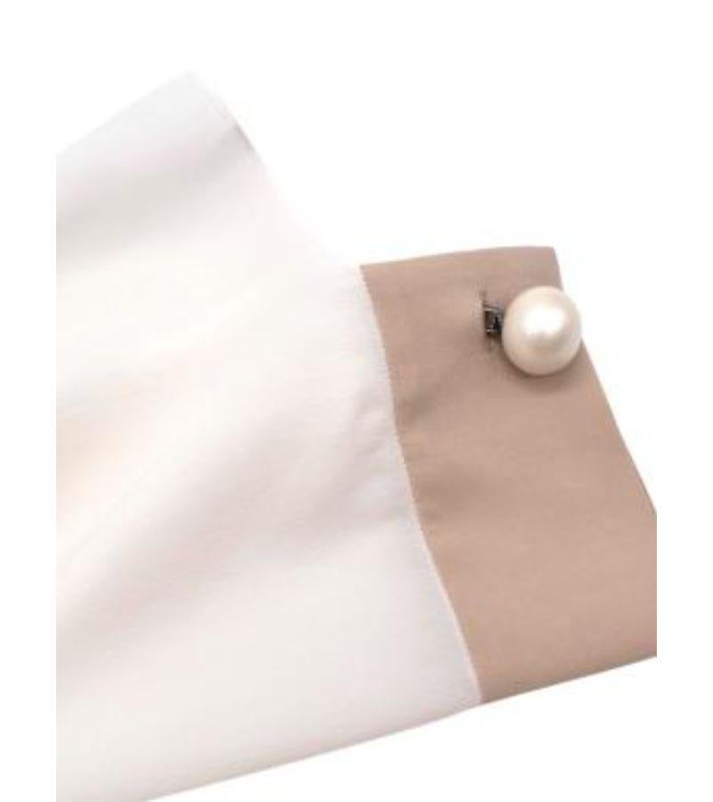 Fendi Cream & Coffee Silk Neck-tie Blouse For Sale 4