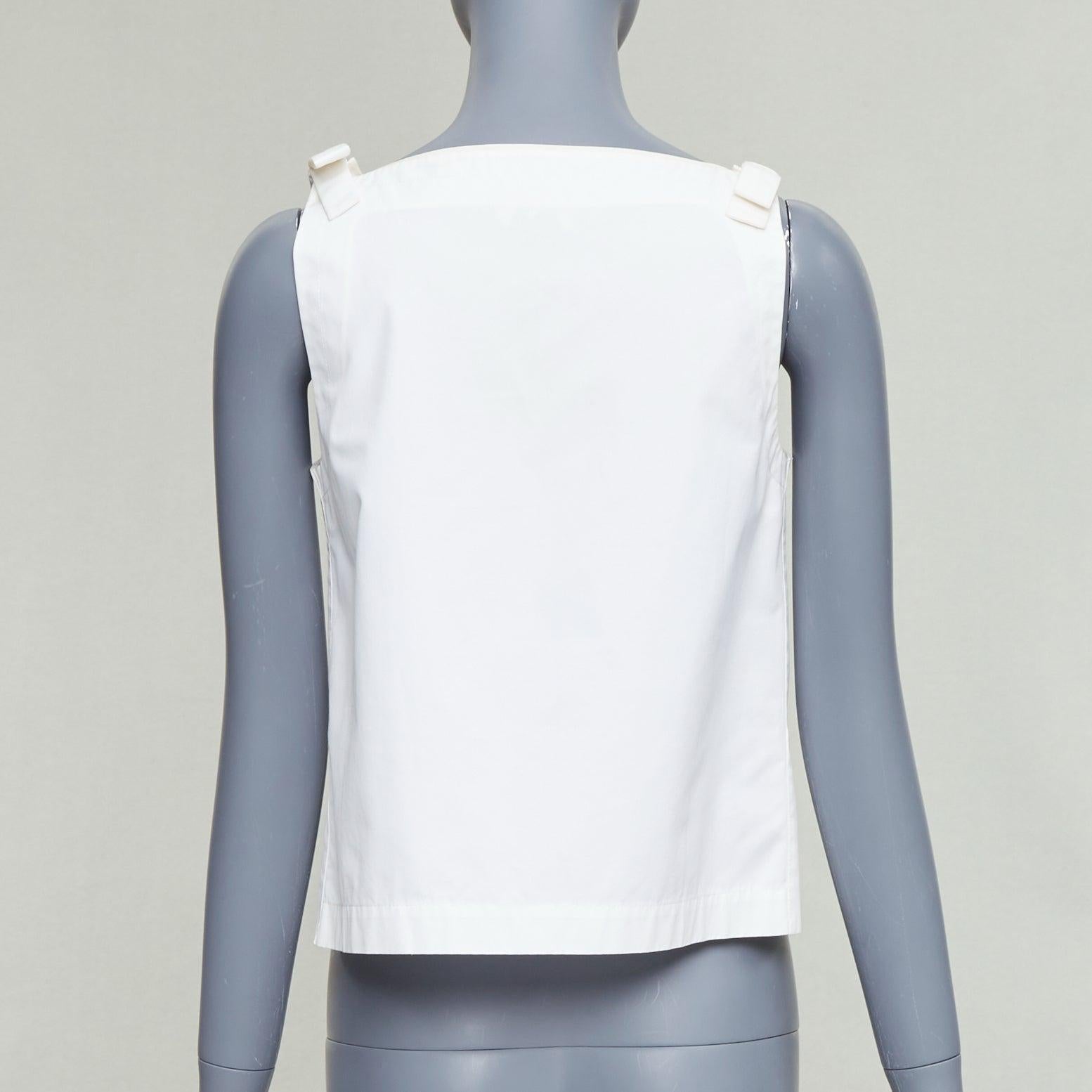 FENDI - Top évasé à encolure carrée en coton crème avec nœud aux épaules IT36 XXS Pour femmes en vente