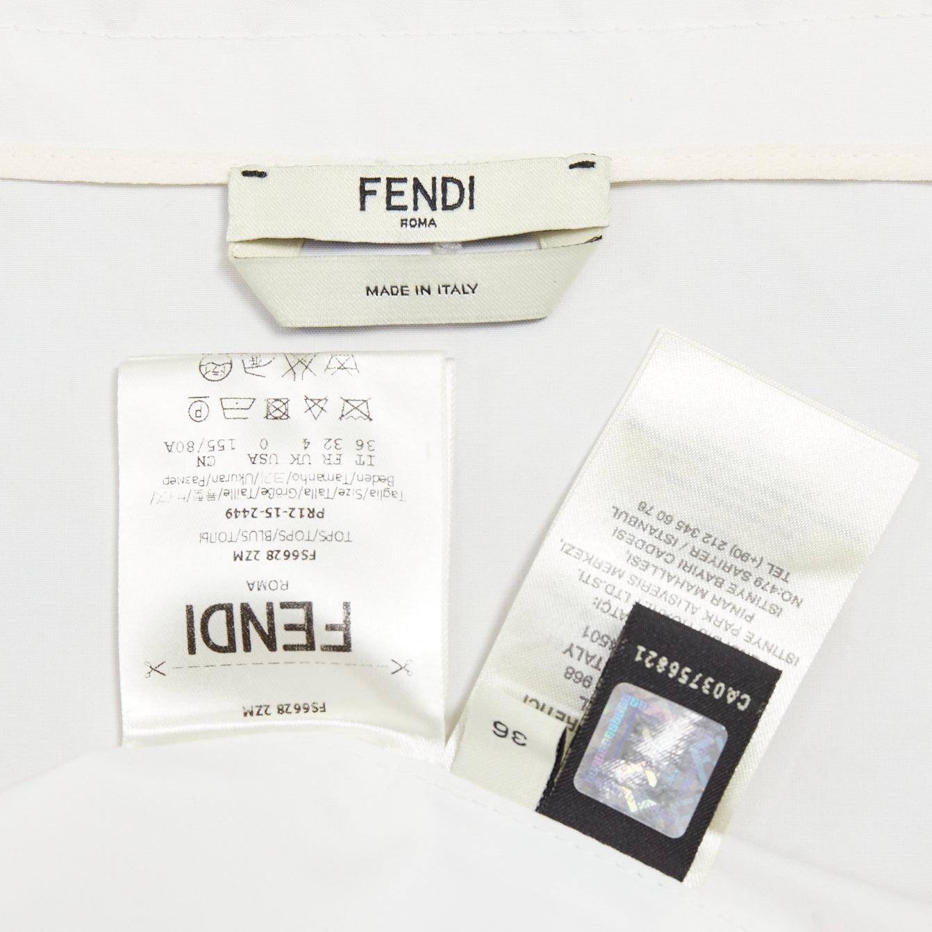 FENDI - Top évasé à encolure carrée en coton crème avec nœud aux épaules IT36 XXS en vente 3