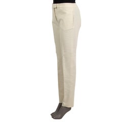 FENDI Cremefarbene TEXTURED STRAIGHT LEG Hose aus Baumwolle 42 M