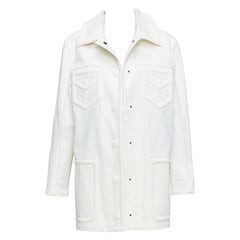 FENDI chaqueta vaquera con bolsillos en trompe loeil en color crema IT38 XS