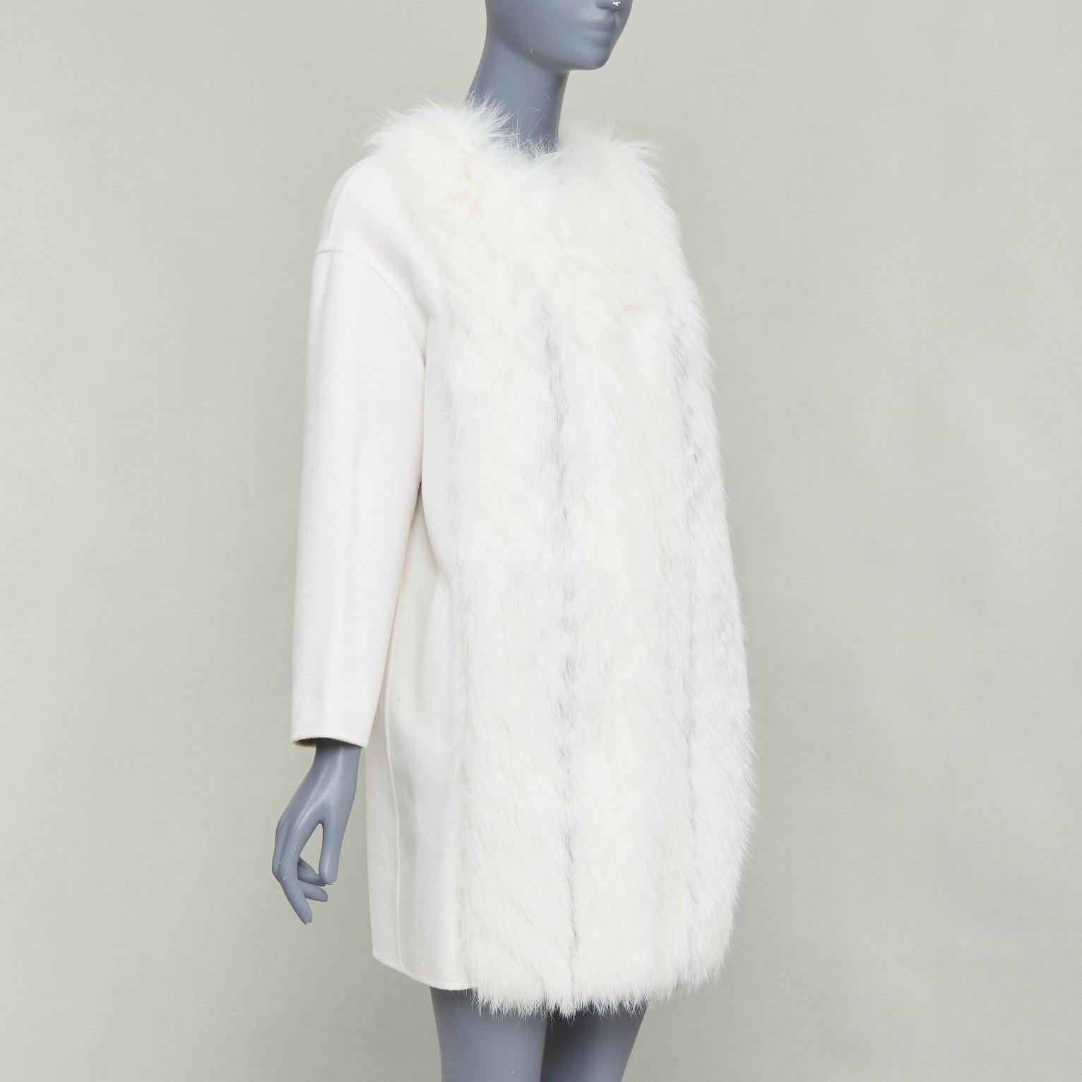 FENDI Creme Fuchspelz Doubleface Kaschmir langer Mantel IT36 XXS im Zustand „Hervorragend“ im Angebot in Hong Kong, NT