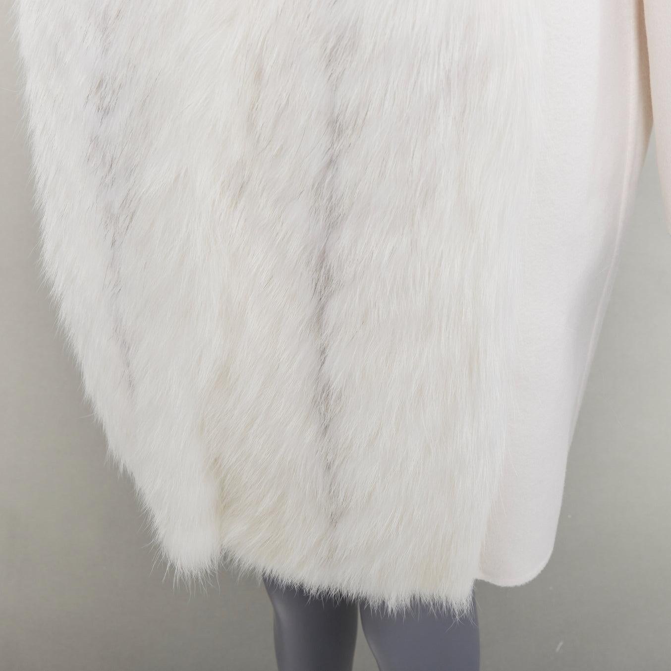 FENDI Creme Fuchspelz Doubleface Kaschmir langer Mantel IT36 XXS im Angebot 3