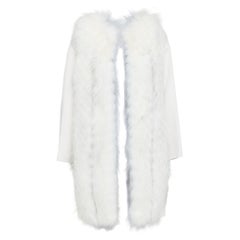 FENDI cream fox fur double faced cashmere long coat IT36 XXS