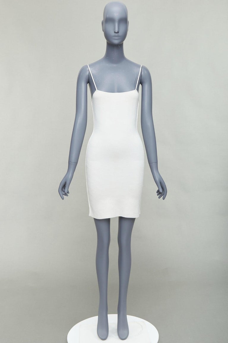 FENDI cream gold FF buckle cut out back strappy bodycon slip dress IT36 XXS  at 1stDibs