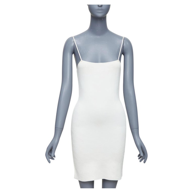 FENDI cream gold FF buckle cut out back strappy bodycon slip dress IT36 XXS  at 1stDibs