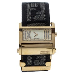 Fendi Cream Gold Tone Stainless Steel 1130L Zip Code Women Wristwatch 38MM
