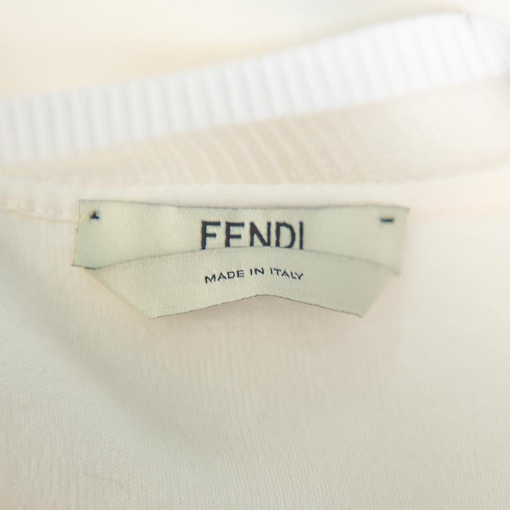 Fendi Cream Knit Pom - Pom Applique Flared Sleeve Jumper M In Good Condition For Sale In Dubai, Al Qouz 2