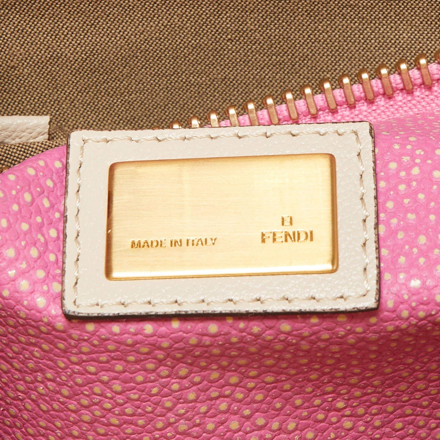 Fendi Cream Leather Large Peekaboo Top Handle Bag 8