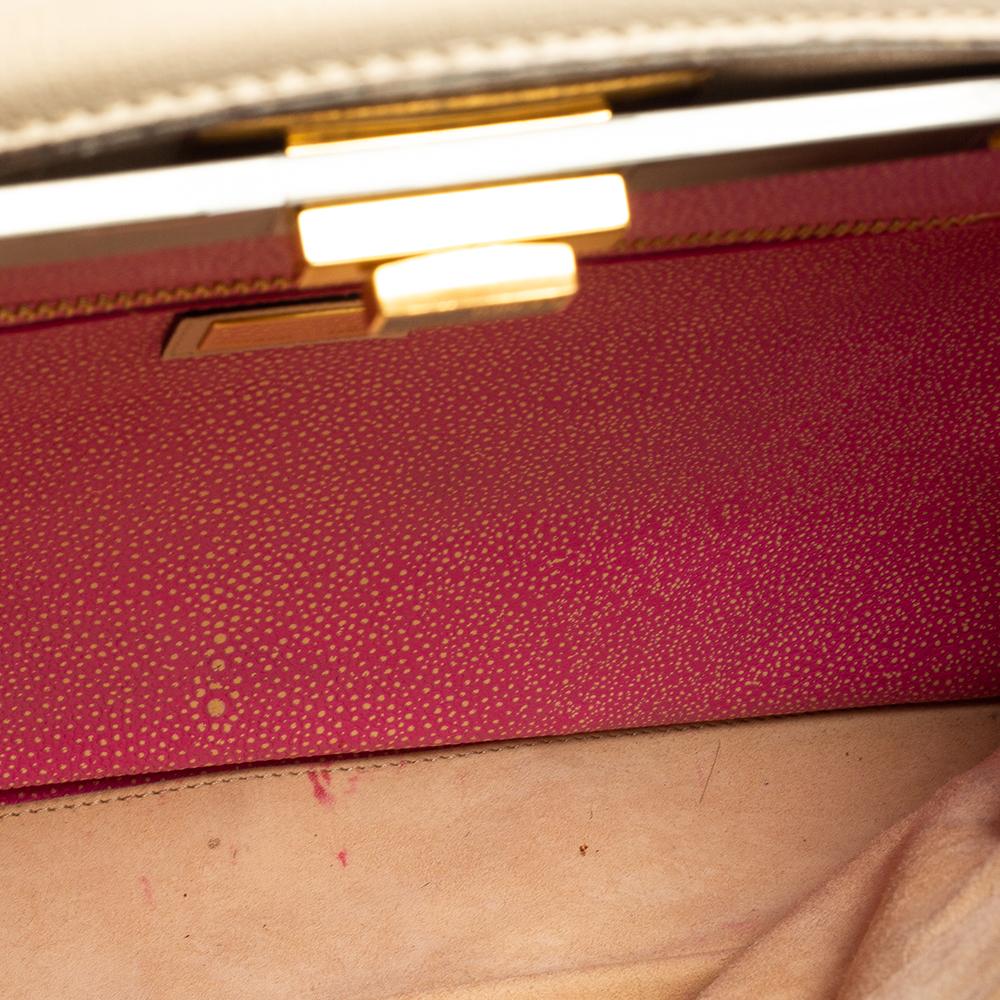 Fendi Cream Leather Large Peekaboo Top Handle Bag 4